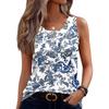 Women Sleeveless U Neck Button Front Floral Print Casual Tank Top Summer Lightweight Blouse