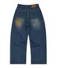 WAIKEI Star Applique Embroidery Denim Pants Medium Blue