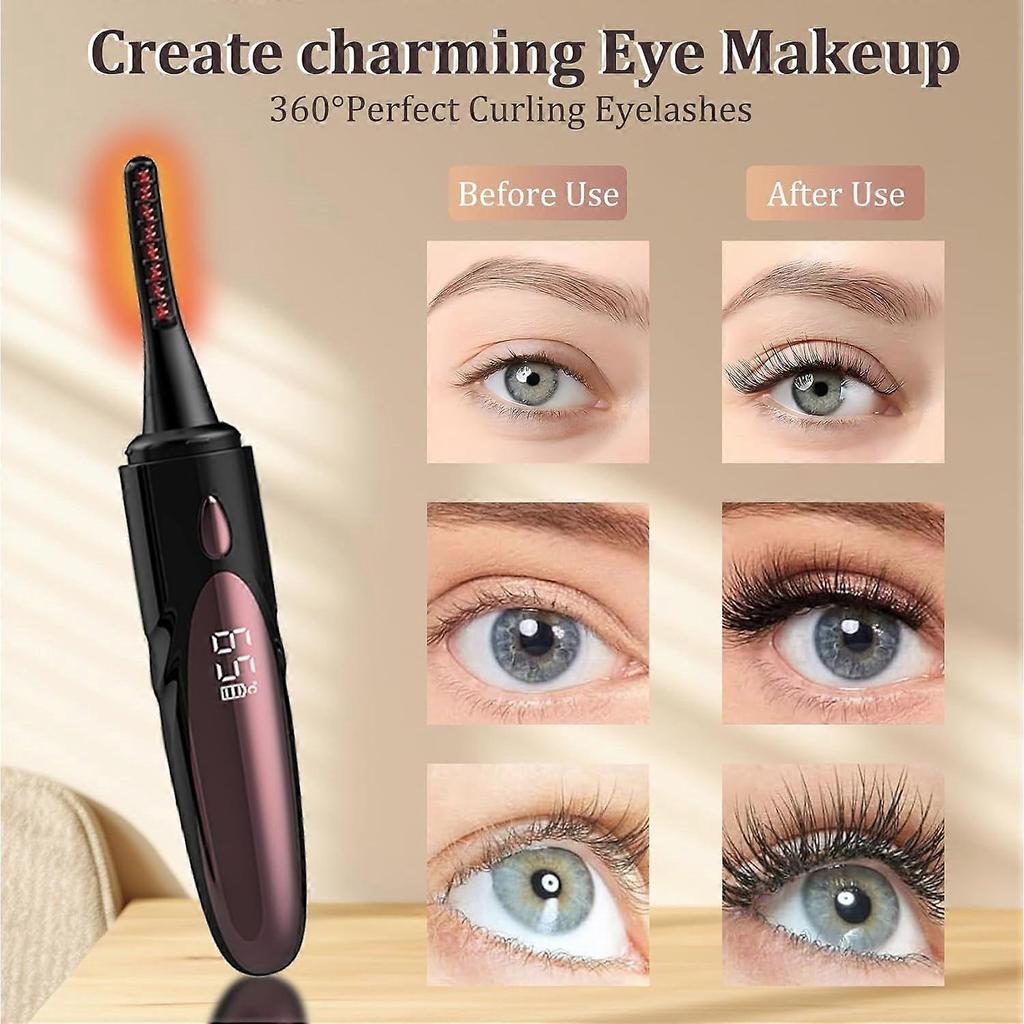 Heated Eyelash Curlers - 10 - Second Rapid Heat - Up, Electric Eyelash Curler with 4 Heating Modes, Rechargeable, Makeup Tool with LED Display (Black