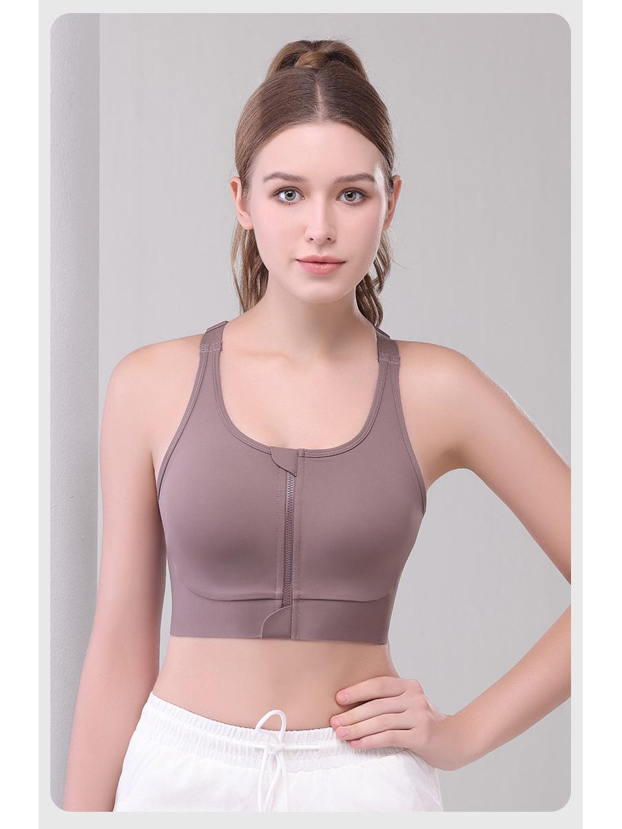 

Women s High-Impact Shockproof Plus Size Sports Bra with Front Zipper for Yoga and Running Medium