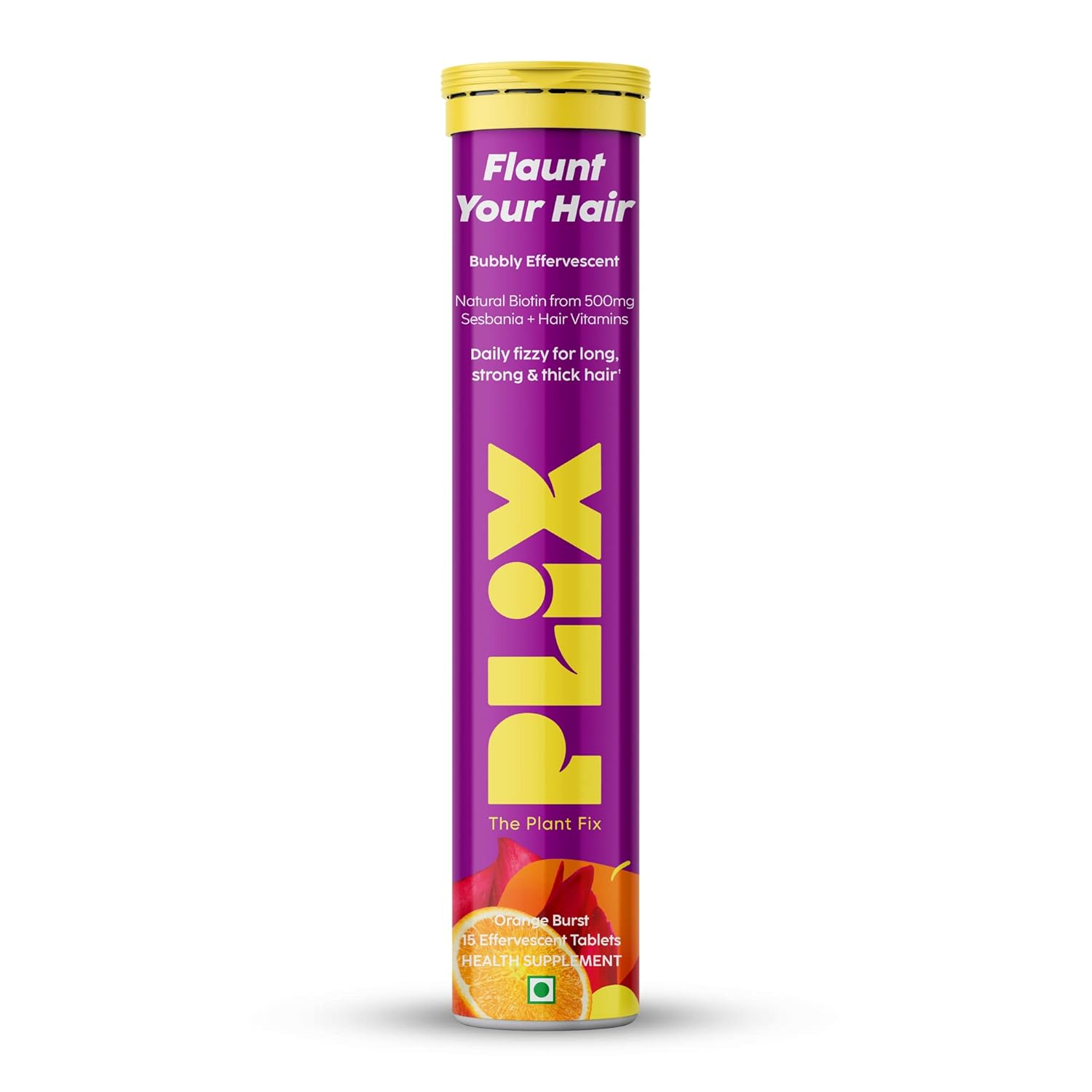 

PLIX The Plant Fix Небесные Волосы Шипучие Таблетки 15 шт Апельсиновый Вкус Веганский Уход за Волосами