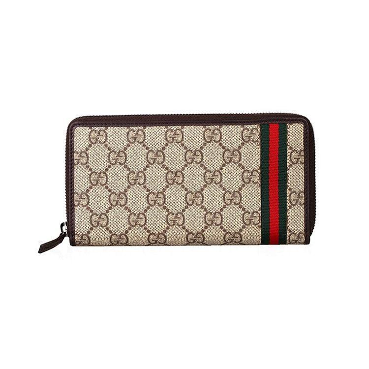 

Gucci Ophidia GG Supreme Zip Around Wallet, Beige Canvas Brown Leather Trim Green Red Web Stripe,Men s for Daily Travel Gift 308009-KGD8R-9791 Shopping Bag Set(Basic Set+Shopping Bag)