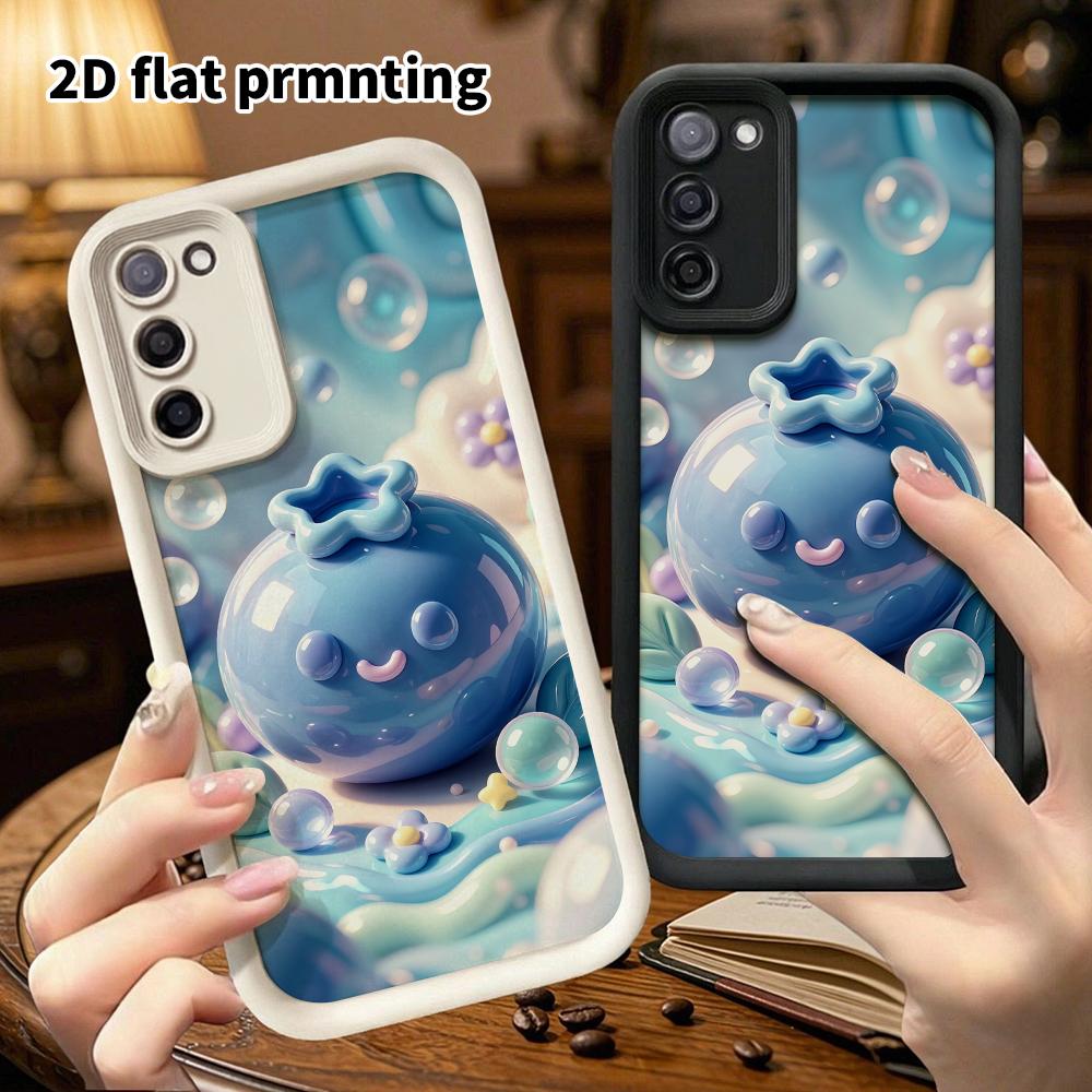 Phone case: 2D flat, fits Samsung Galaxy A34 A35 M05 M06 S20 S22 S21 FE Plus 5G protective case, Blueberry, perfect holiday gift for Christmas and Hal