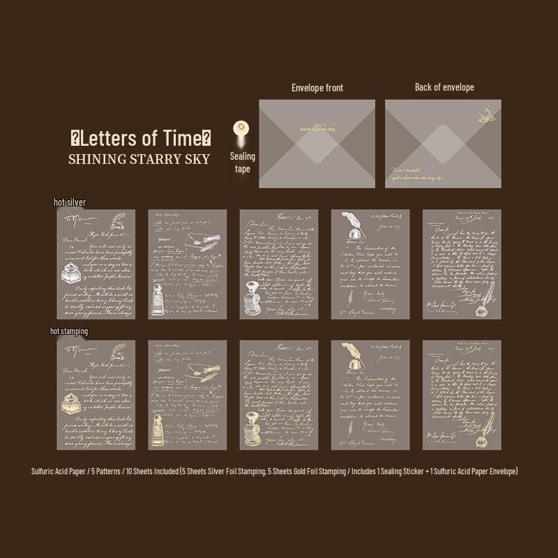 Shining Starry Sky Gold & Silver Hot Stamping Stickers: Sulfuric Acid Paper Sheets for Music, Tickets, Letters, Diaries, and Collages