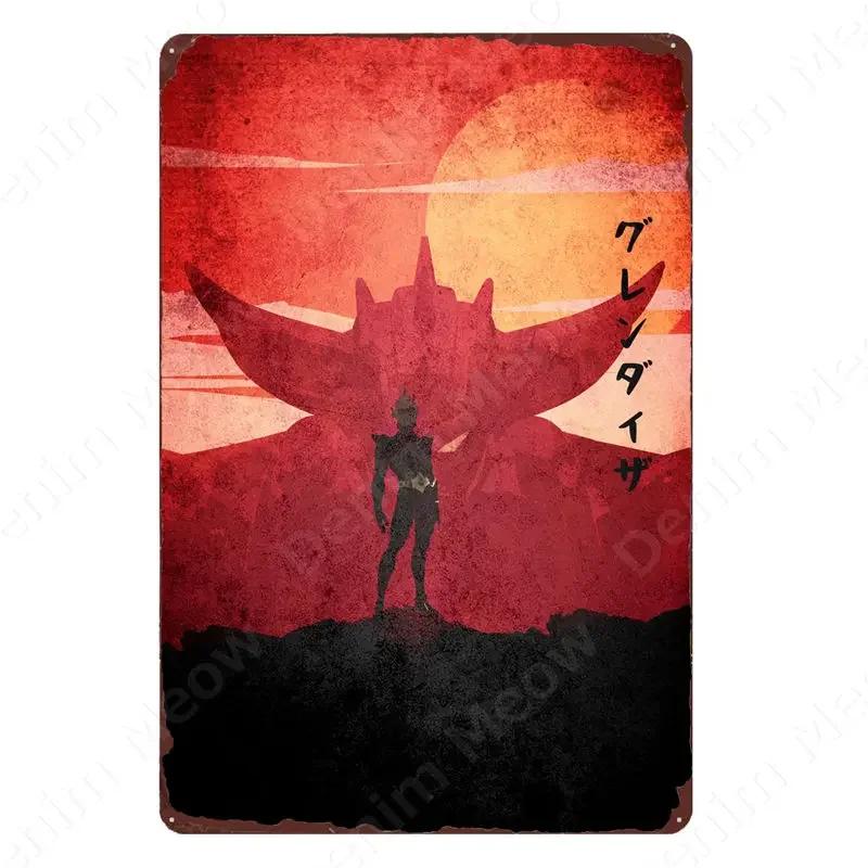 Segno di Latta Animazione Sci-Fi Robot Anime Vintage Film Cartone Animato Poster Man Cave Piastra Murale Segni Decor Shabby Garage Targhette in Latta