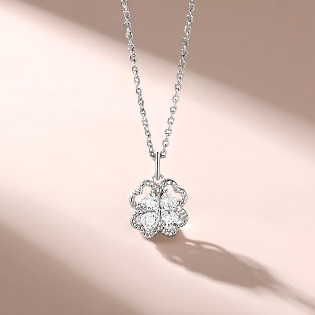 Silver Jewelry S925 Sterling Silver Clover Necklace Accessory Design Jewelry Love Choker Heart Pendant