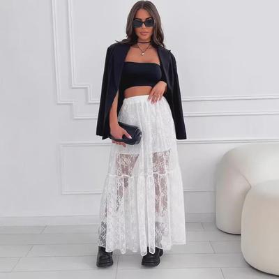 "2024 European & American Sexy A-line Lace Commuter Skirt for Women"