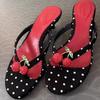 Cute!! French Polka Dot Cherry Flip-flops High Heels 2025 New Casual Versatile Foot Pinch Cool Slippers Women
