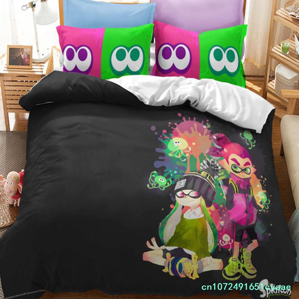 Popular Splatoon 2 Game Printed Bedding Set 3d Cartoon Duvet Cover Set Pillow Case Twin Full Queen King Size Bed Linen Bed Sets