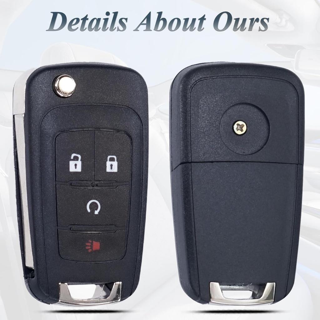 Key Fob Shell Case Fits for Chevrolet Sonic Trax Equinox Chevy Buick Encore GMC Terrain 4 Button Folding Flip Remote Control Key Fob Cover