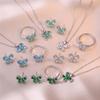 Light Luxury Butterfly Zircon Jewelry Set Stainless Steel High Grade Pendant Necklace Earrings Party Gifts For Women Girls