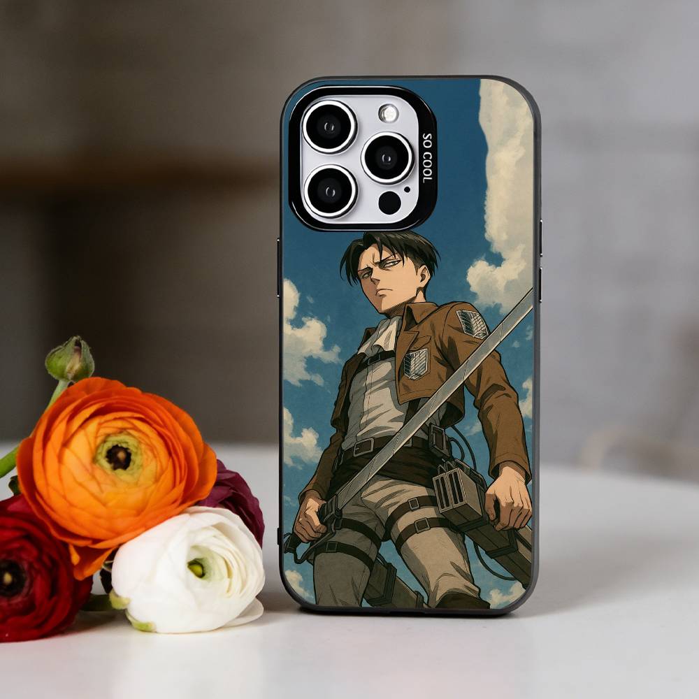 Anime A-Attack On Titan L-Levi Ackerman Phone Case For iPhone 17,16,15,14,13,12,11 Plus,Pro Max,XS,Colorful Silver Black Cover