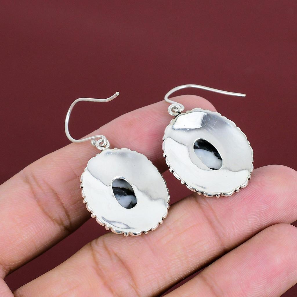 White Buffalo Turquoise Earring Gemstone Handmade Earrings 925 Sterling Silver Earring Vintage Jewelry Birthstone Earring Anniversary Gifts