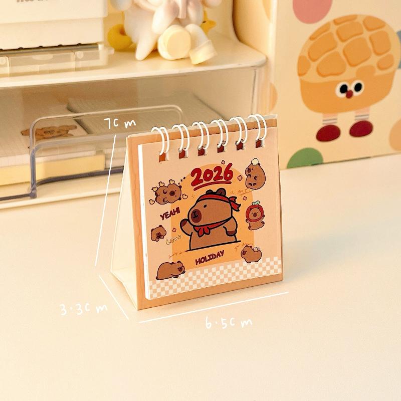2026 Year Cartoon Capibara Desktop Mini Desk Calendar Planner Desktop Decoration Office Stationery