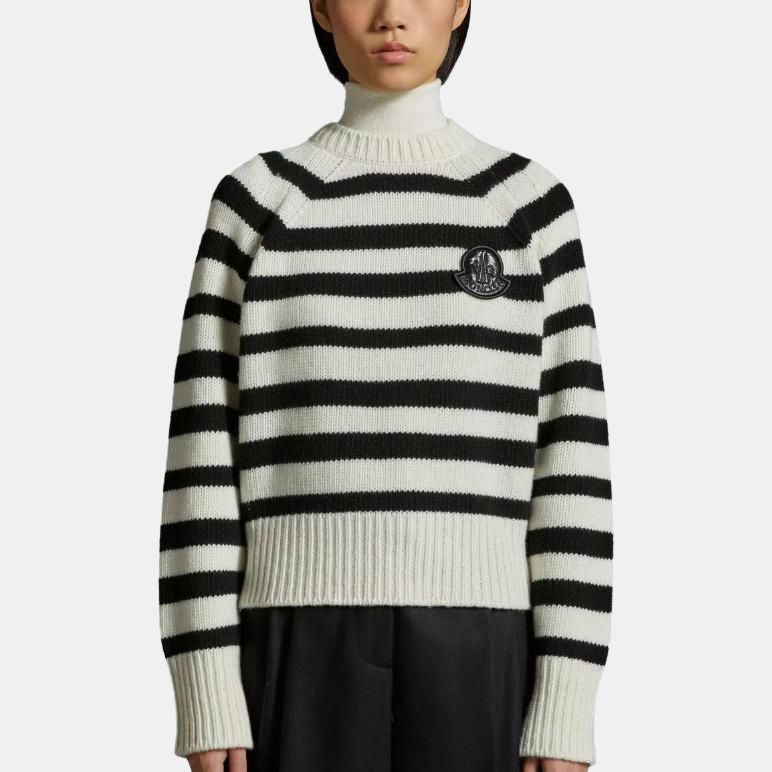 Moncler Striped Wool Jumper Women sweater Black I20939C00023M1241P09