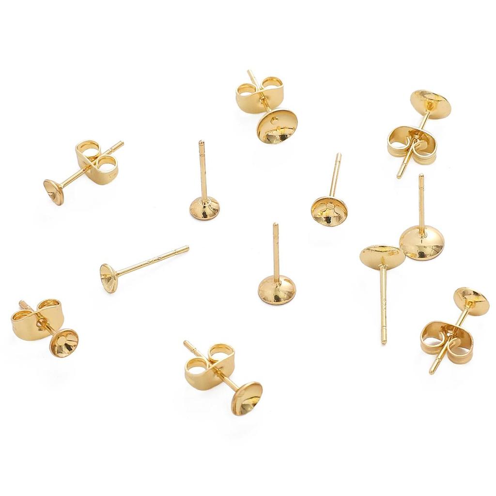 2Pcs Copper Bowl Shaped Imitation Needle Earrings For DIY Jewelry Making Craft Accessories