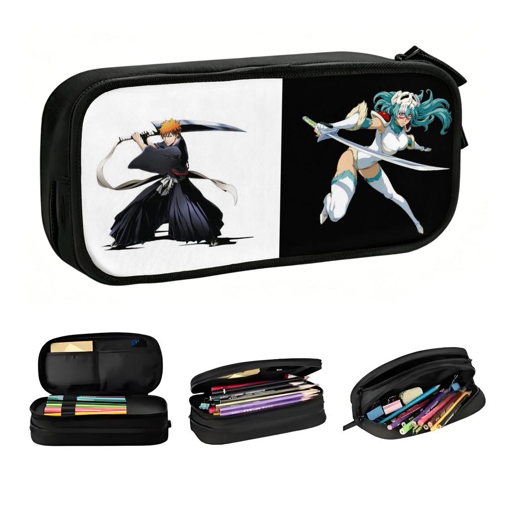 Cute Nel Tu Bleach Ichigo Kurosaki Pencil Cases for Boys Girls Anime Manga Checkered Plaid Pen Bag Box School Supplies