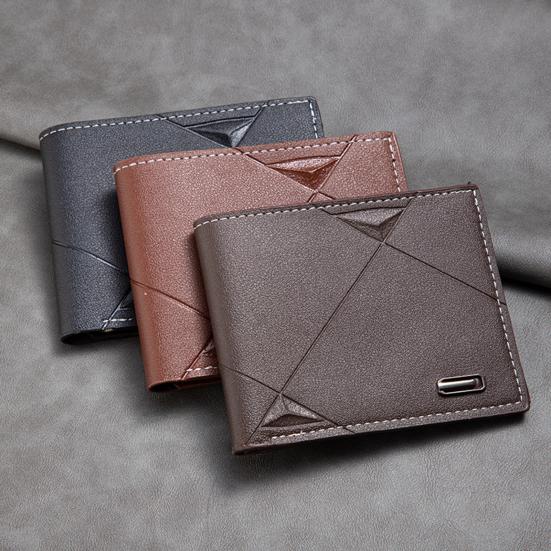 Men Bifold Wallet Slim Faux Leather Card Short Card Wallet Holder Pocket Wallet