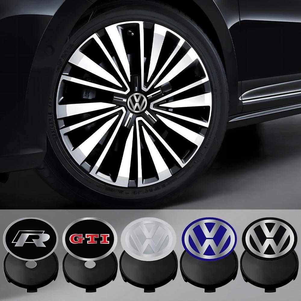 4Pcs Car Wheel Center Hub Caps Covers Badge 60MM/63MM/68MM Compatible with Volkswagen VW R GTI Passat CC Golf MK4 TSI GTD Touare zp9