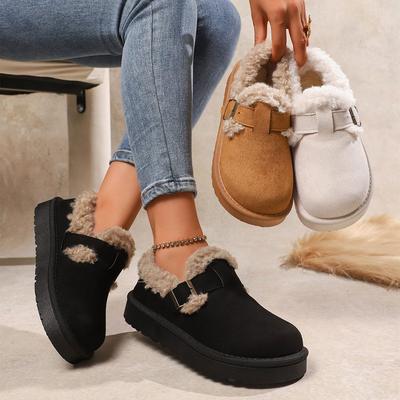 Mao Mao One-pedal Casual Snow Boots New Thick-soled Suede Cotton Shoes Round Head Muffin Bottom Suede