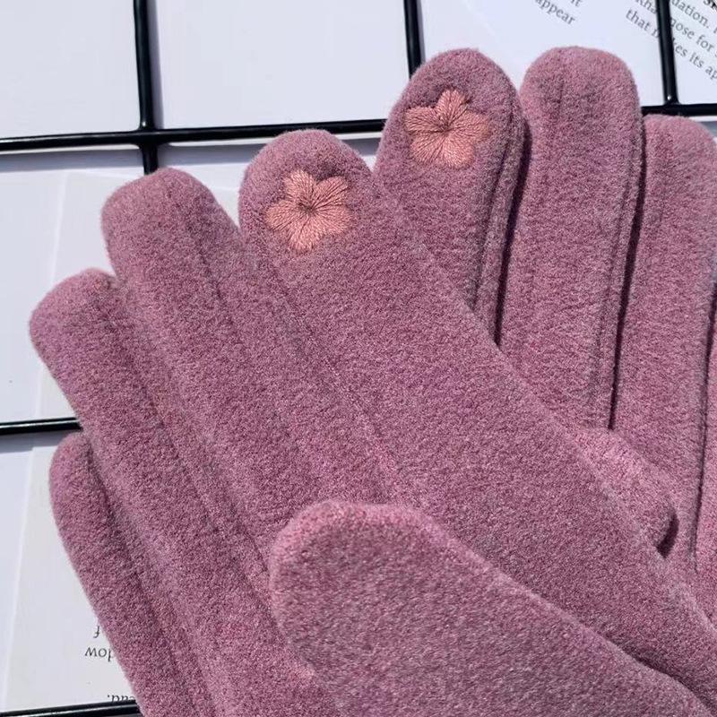 Handschuhe Deutsch Samt Thermisch Stickerei Schmetterling Handschuhe Samt Verdickt Outdoor Reiten Touchscreen Handschuhe Damen