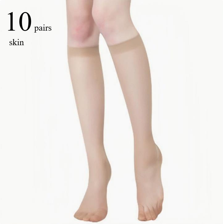 5/10/20 Pairs Women Ultra-Thin Nylon Stockings Transparent Elasticity Ladies Knee Socks Summer Long Socks For Girls Stocking