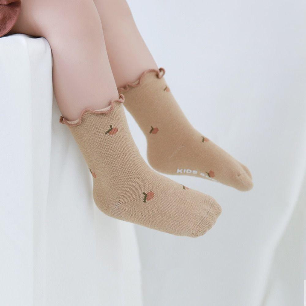 5Pairs Flower Toddle Short Tube Socks Pleated Kids Cartoon Socks Fashion Baby Cotton Socks  Newborn