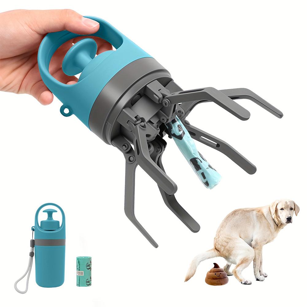 No-Touch Pet Poop Pick Up Tool, 6-Claw Dog Poop Scooper Built-in Waste Bag Storage for Outdoor Walking