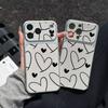 INS Line Love Heart Electroplated Glossy Phone Case for iPhone 17 16 Air 11 12 13 14 15 Pro Max 7 8 Plus XS XR Protective Cover