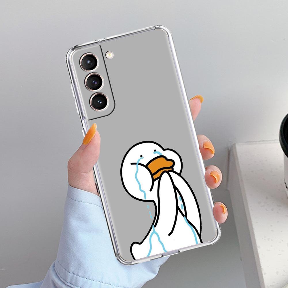 Phone Case For Samsung Galaxy S26 S25 S24 S23 S22 Ultra S20 S21 FE 5G Plus Soft Clear Cover Funny Cute Duck Fashion Couple
