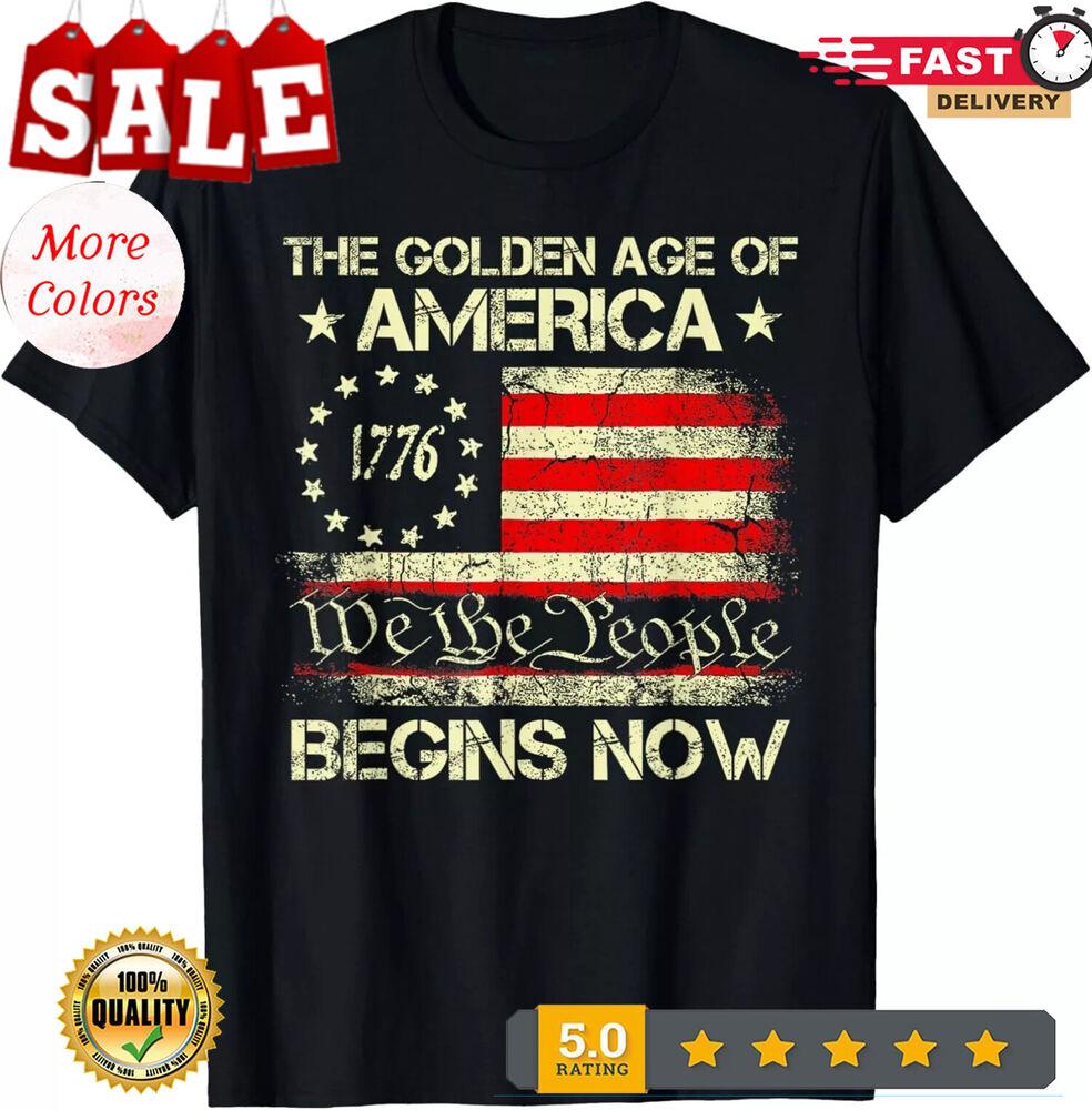 2025/Золотой Век Америки Начинается Прямо Сейчас Флаг США Винтажная Унисекс Футболка Унисекс Футболка XXXL