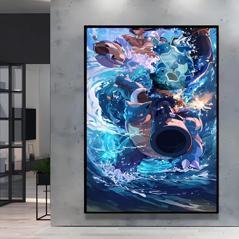 Japanese Anime Canvas Paintings  Pikachu Poster Cartoon Character Picture Bright and Clear Colors High Quality Home Decor