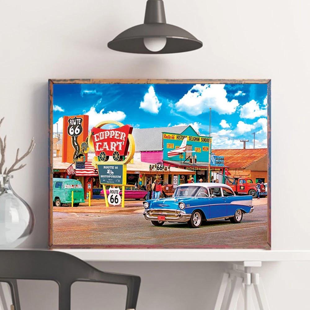 5D DIY Elmas Nakış Manzara Sokak Çapraz Dikiş Satış Elmas Boyama Araba Mozaik Resim Taklidi Ev Dekor