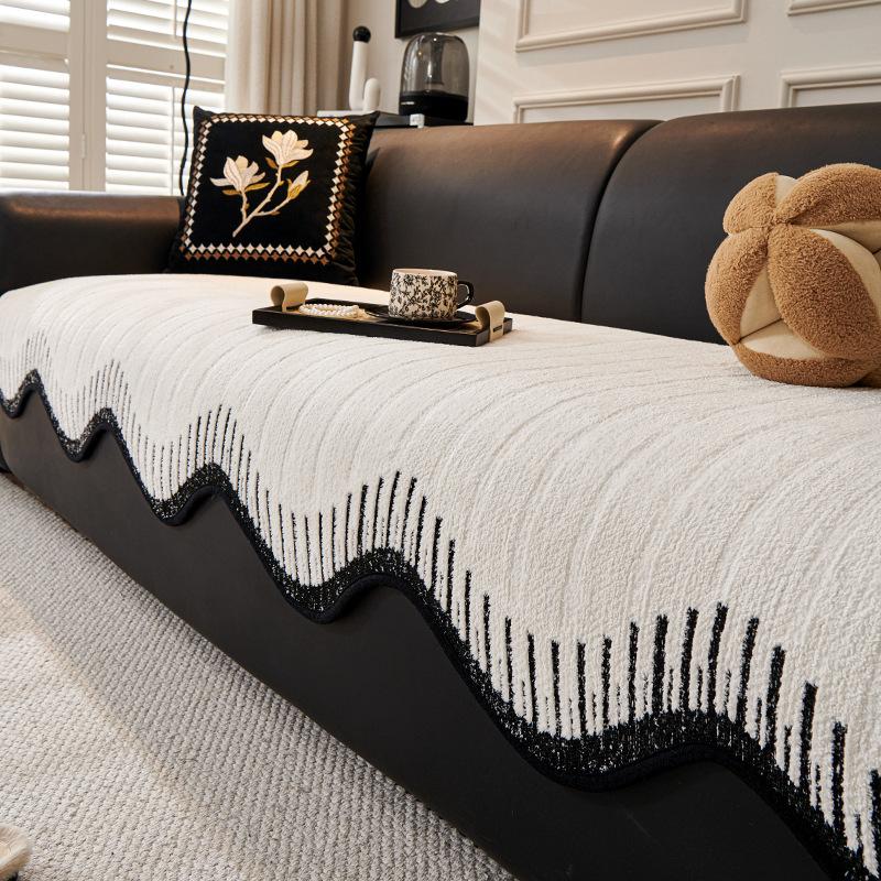 French autumn and winter irregular sofa cushion plush straight row sofa special machine washable leather seat cushion advanced feeling cover cloth