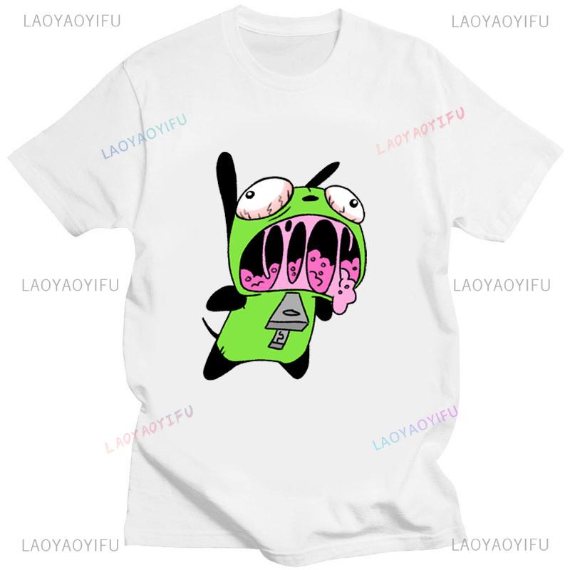 Lustiges Invader Zim Invader Gir Grafik T-Shirt Bild Männer Frauen Baumwolle Camisetas Cartoon Retro Baumwoll-Tees Liebliche Streetwear Oberteile