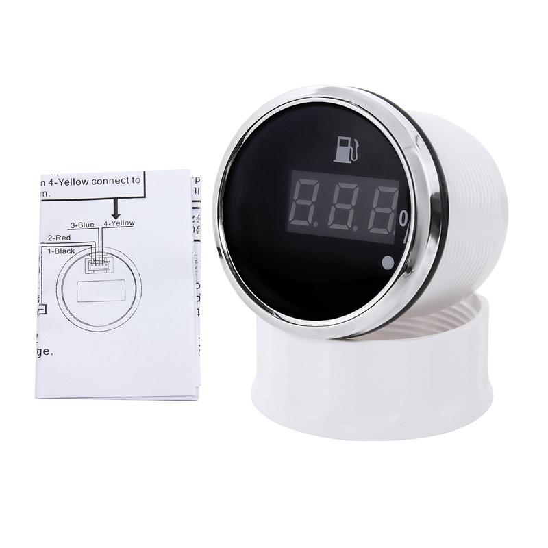 52MM Digital Fuel Level Gauge 0-190ohm / 240~33ohm Fuel Tank Fuel Indicator With Red Backlight For Boat Car Marine 12V 24V