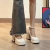Woodpecker Pearl White Mary Jane Chunky Heel Platform Shoes - Women's French Retro Wedding Collection Spring/Autumn 2023