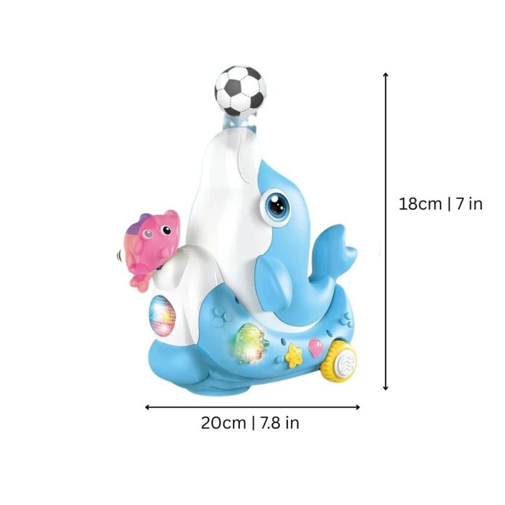 LED Light Electric Dolphin Musical Walking Dolphin Electric Blowing Ball 3D Cool Light Dolphin Electronic Pet