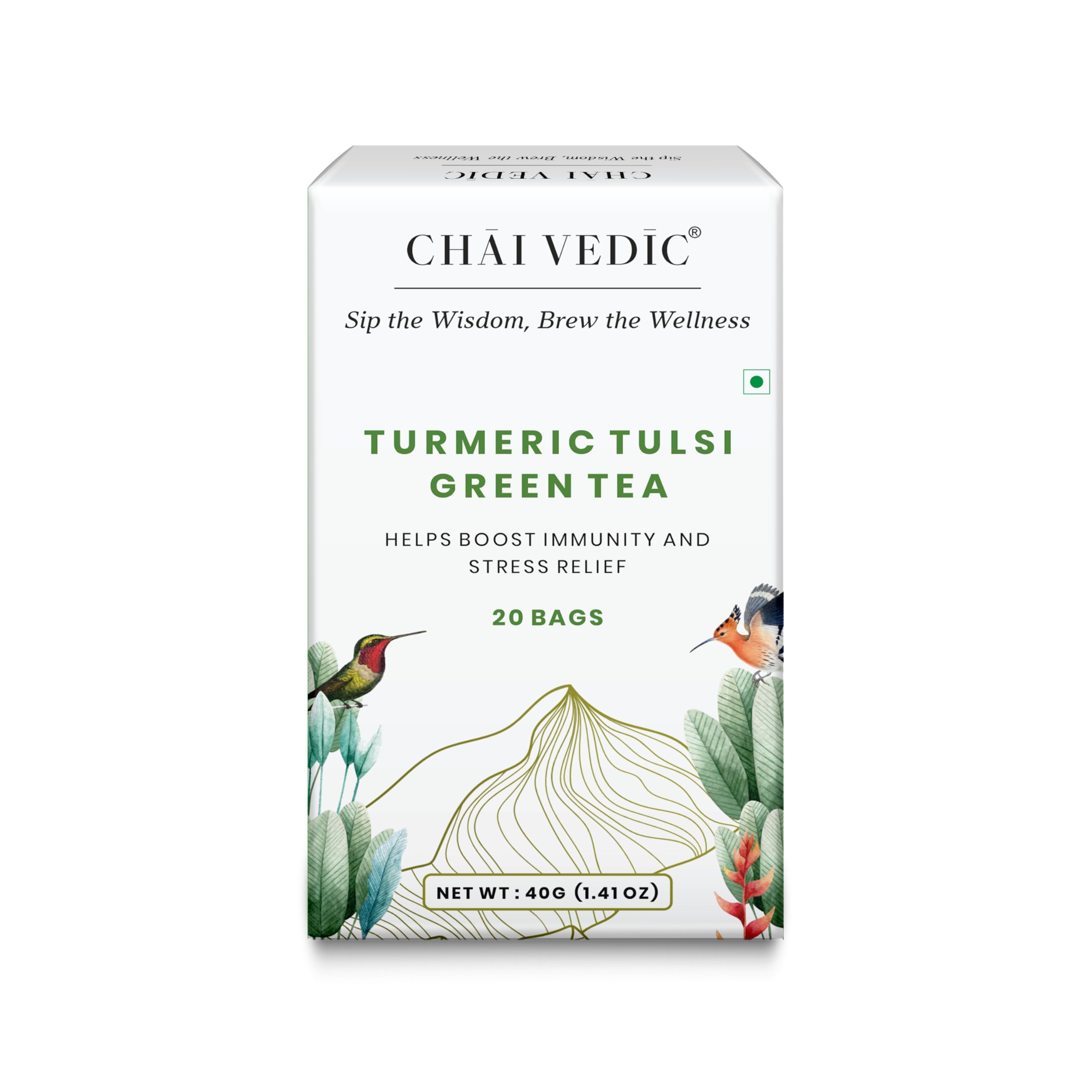 Samaara Chai Vedic Tea | Turmeric Tulsi Green Tea | 20 Tea Bags | Tea Powder