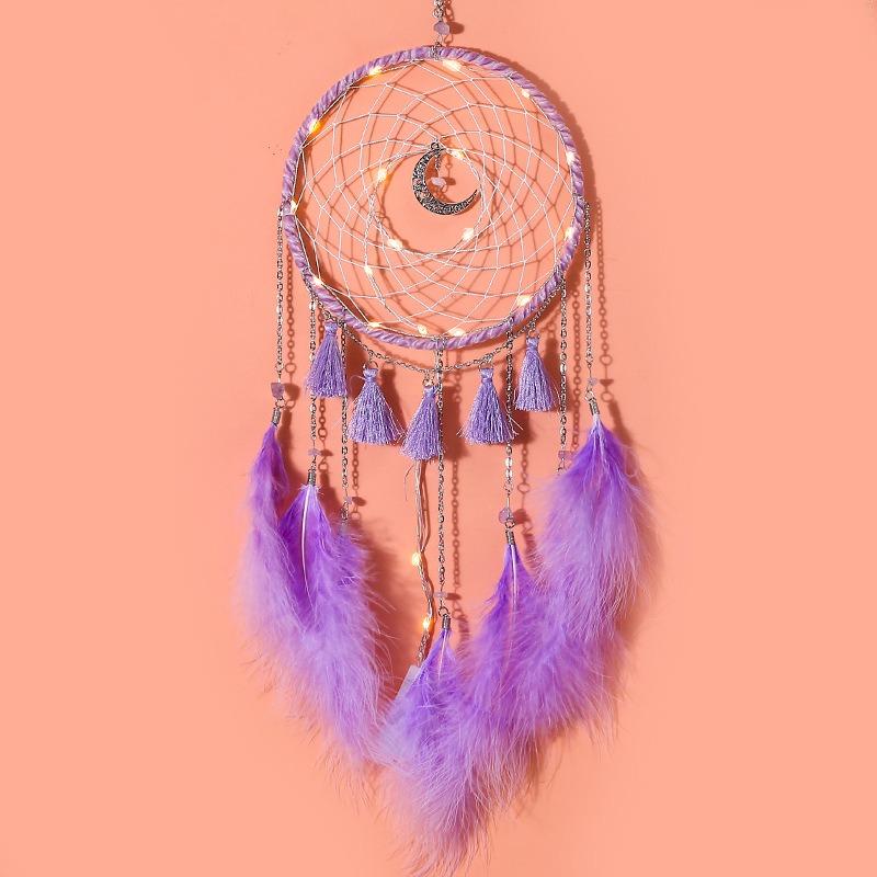 Obří lapač snů Měsíc - Boho větrný zvonkohra do dívčího pokoje, Tkané umění Narozeninový dárek