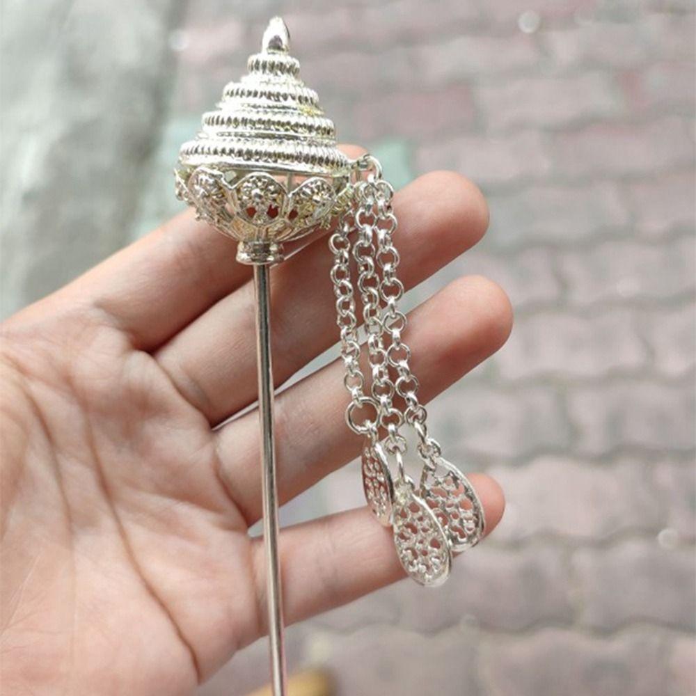 Leaf Ancient Hanfu Headwear Tassels Hairpin Metal Hair Sticks Thai Headdress Ancient Style Headwear