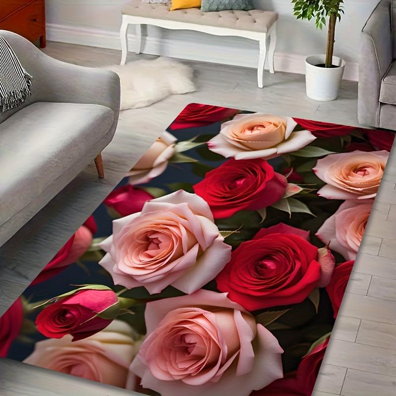 1 x Anti-Ermüdungs-Küchenteppich, Rosendruck, wasserdicht, rutschfest, dick, gepolstert, robuste, bequeme Stehmatte für die Küche