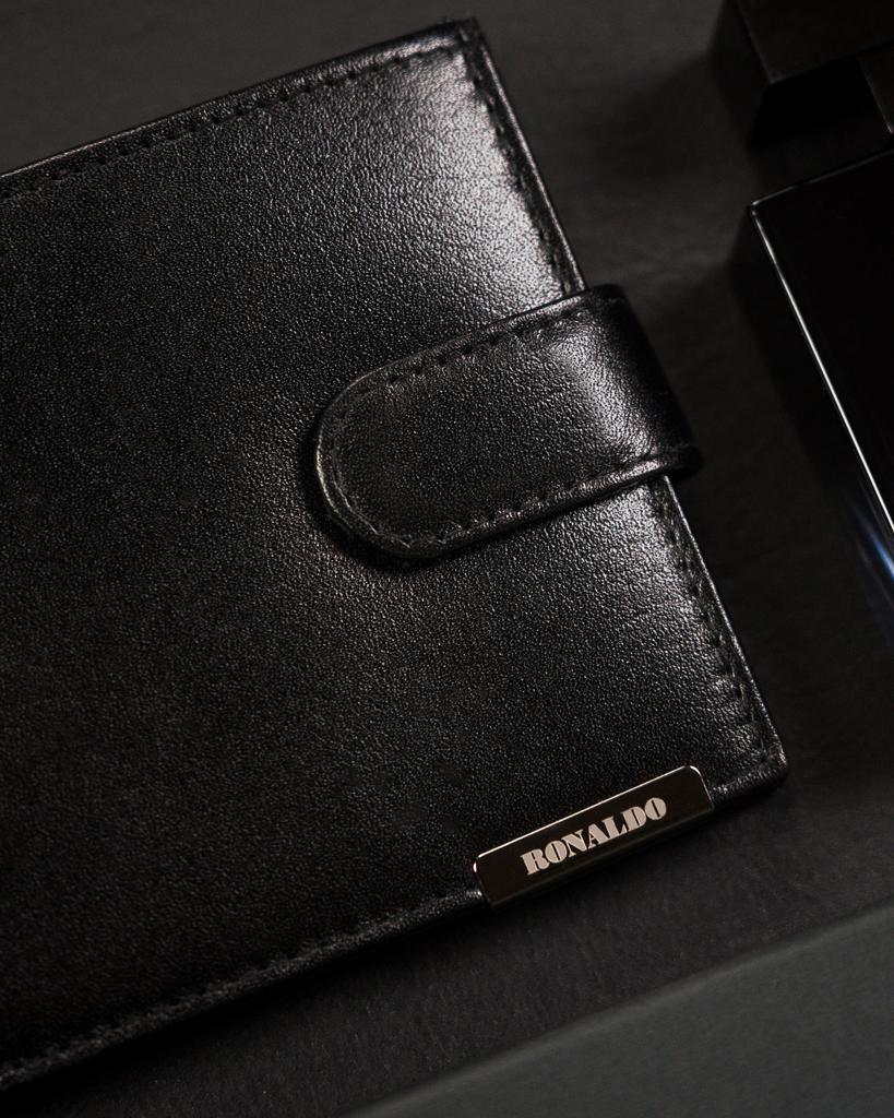 Men's Leather Wallet RM-01L-BDF-BL-9960 Black