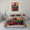 Colorful "I Love You" Decor Set Bedding Set with 1 Duvet Cover 2 Pillowcases Single Double King Queen Gift