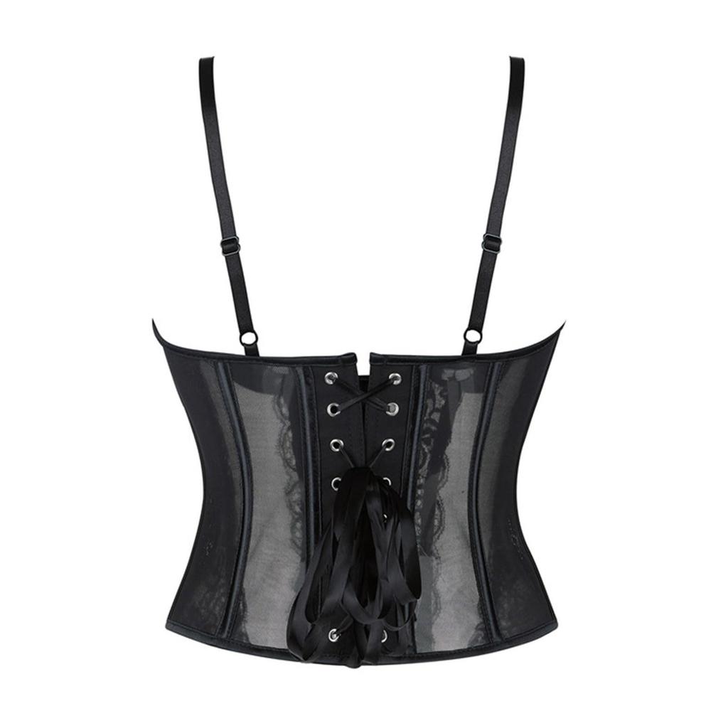 Women's  Sexy LaceBack Zip Corset Top Bustier G-string Body Shapewear