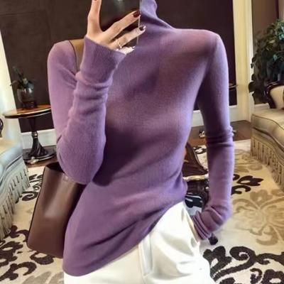Knitted Shirts for Women Autumn Half High Neck Base Shirt Versatile Autumn Winter Stylish Long Sleeve Slim Fit Top