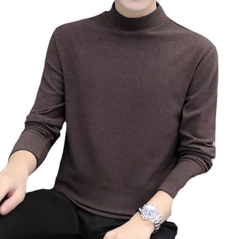 Men's Trendy German Velvet Warm Innerwear - Autumn/Winter Simple Slim Fit Half-High Collar Long-Sleeve, Large Size.
