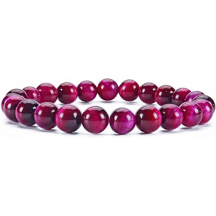Brazilian Red Agate and Tiger Eye Volcanic Stone Bracelet with Cat's Eye Beads for Men and Women