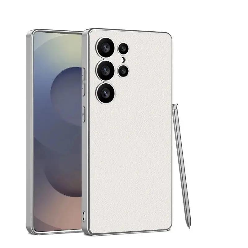 Metallic Lack Leder Handyhülle für Samsung Galaxy S23 S24 S25 Ultra 5G Luxus Skin Matte S24Ultra S25Ultra Schutzhülle