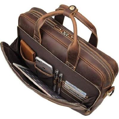 Bolso Mensajero de Cuero Nuevo para Hombre Mochila de Viaje Vintage para Portátil de 17 pulgadas Maletín Bolsos de Hombro